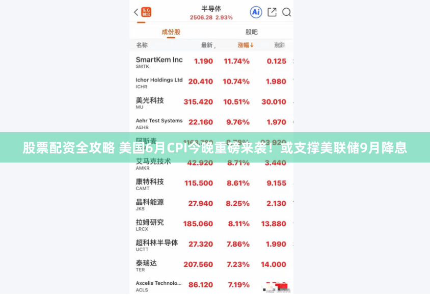 股票配资全攻略 美国6月CPI今晚重磅来袭！或支撑美联储9月降息